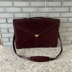 Yves Saint Laurent Vintage Portfolio Briefcase Burgundy Wine with  Gold Hardware